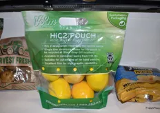 Fully recyclable HiC2 pouch bag on display at the Volm booth.